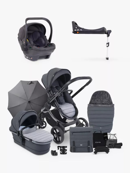 iCandy Peach 7 Pushchair, Carrycot & Accessories with Cocoon Car Seat and Base Travel Bundle, Truffle