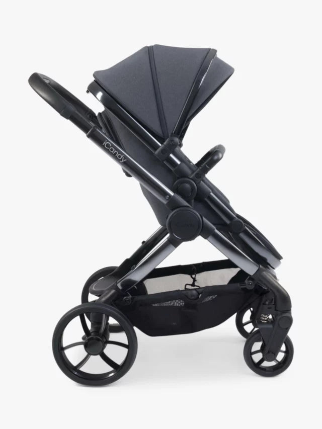 iCandy Peach 7 Pushchair & Accessories with Cybex Cloud T Baby Car Seat and Base T Bundle, Grey /Deep Black