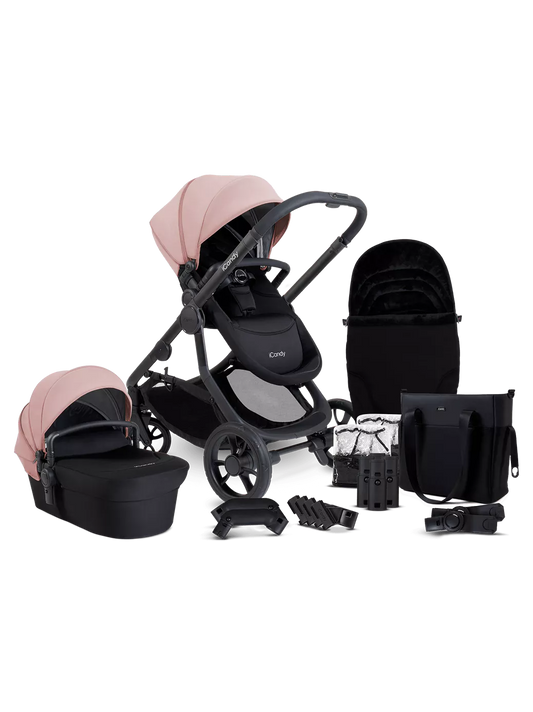 iCandy Orange 4 Pushchair, Carrycot and Accessories Complete Bundle Jet /Rose