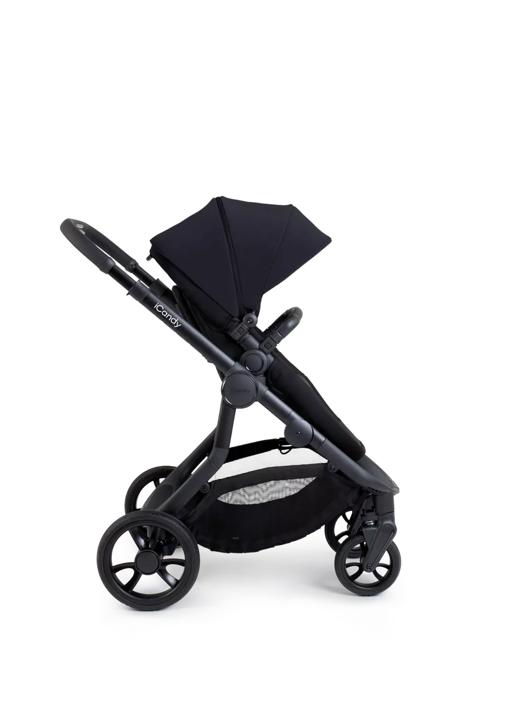 iCandy Orange 4 Pushchair, Carrycot and Accessories Complete Bundle Jet Black Edition