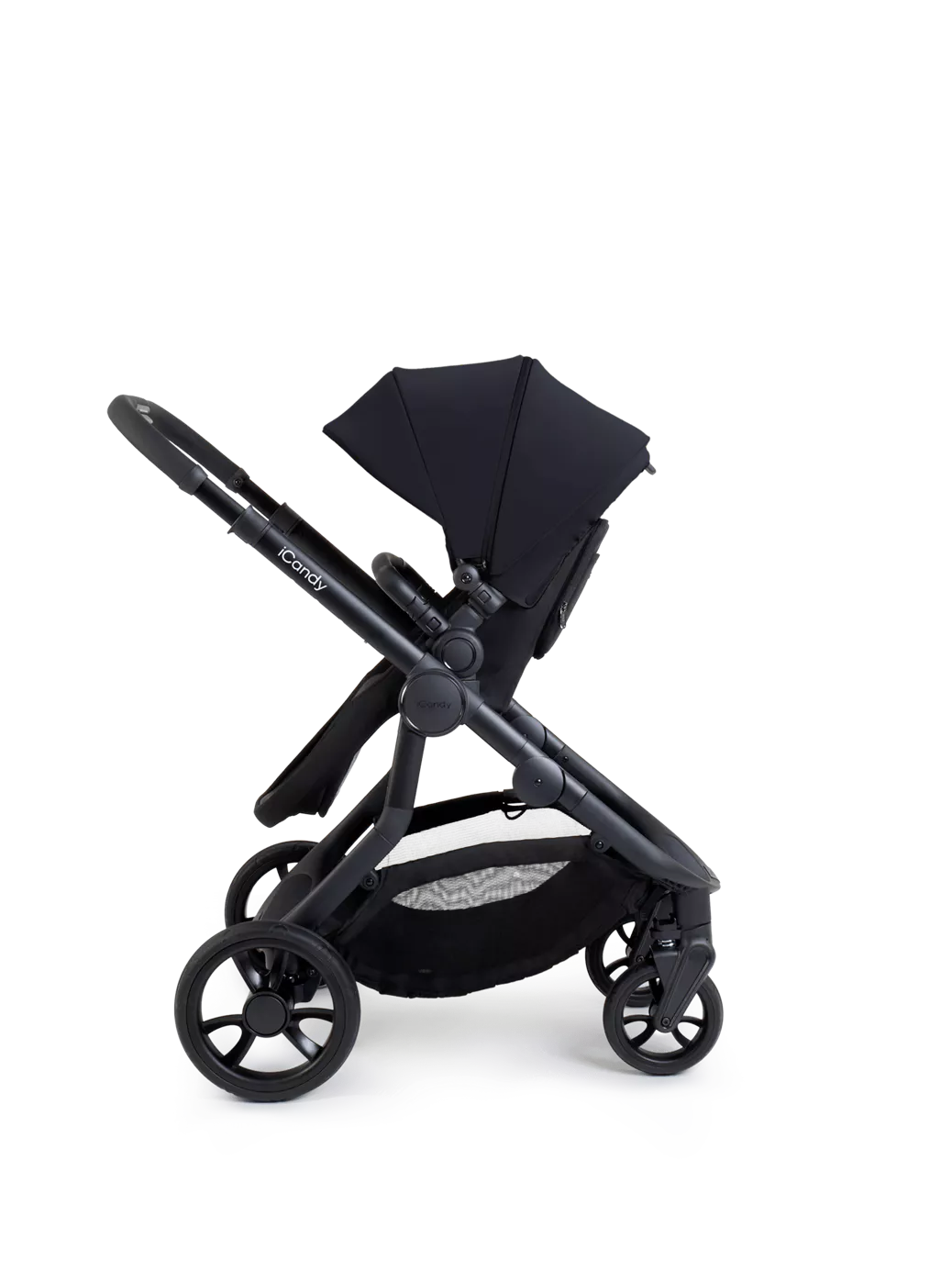 iCandy Orange 4 Pushchair, Carrycot and Accessories Complete Bundle Jet Black Edition