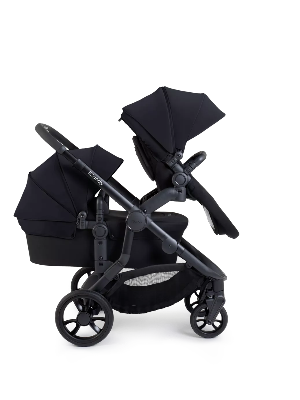 iCandy Orange 4 Pushchair, Carrycot and Accessories Complete Bundle Jet Black Edition