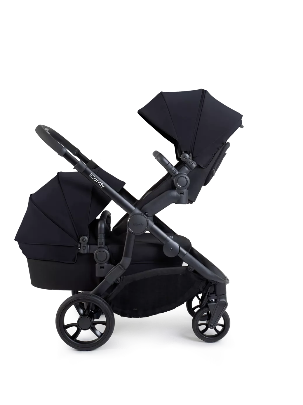 iCandy Orange 4 Pushchair, Carrycot and Accessories Complete Bundle Jet Black Edition