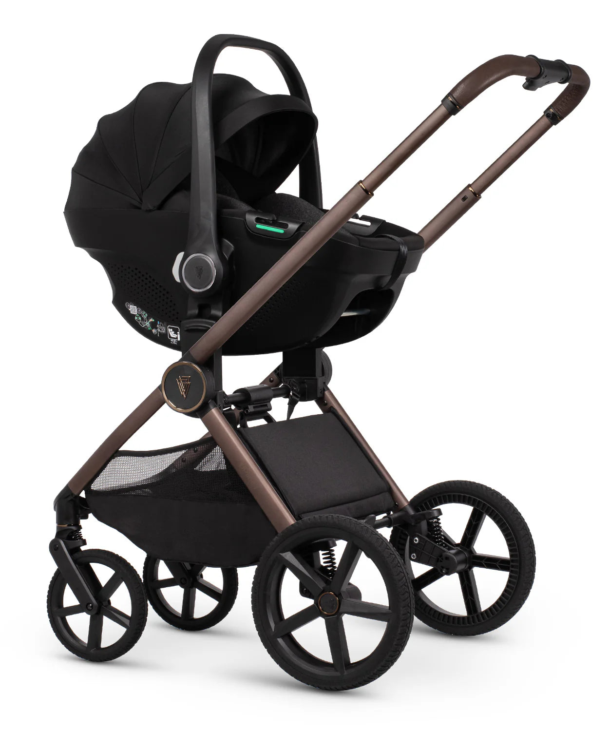 Venicci Upline3 Travel System  3 in 1 with 12 Piece Comfort Bundle Aloe Black Car Seat