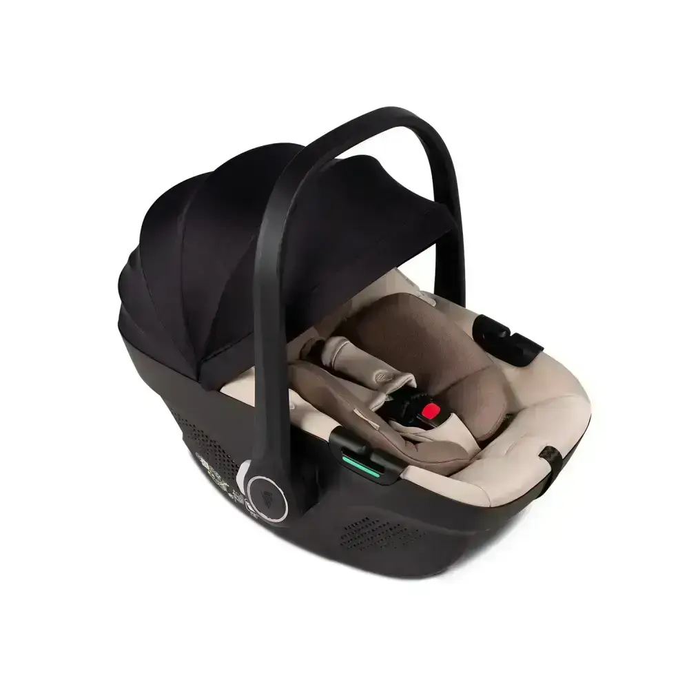 Venicci Upline3 Travel System Inc Tiago Car Seat & 360 Base 13 Piece Luxury Bundle - Onyx Beige Car Seat