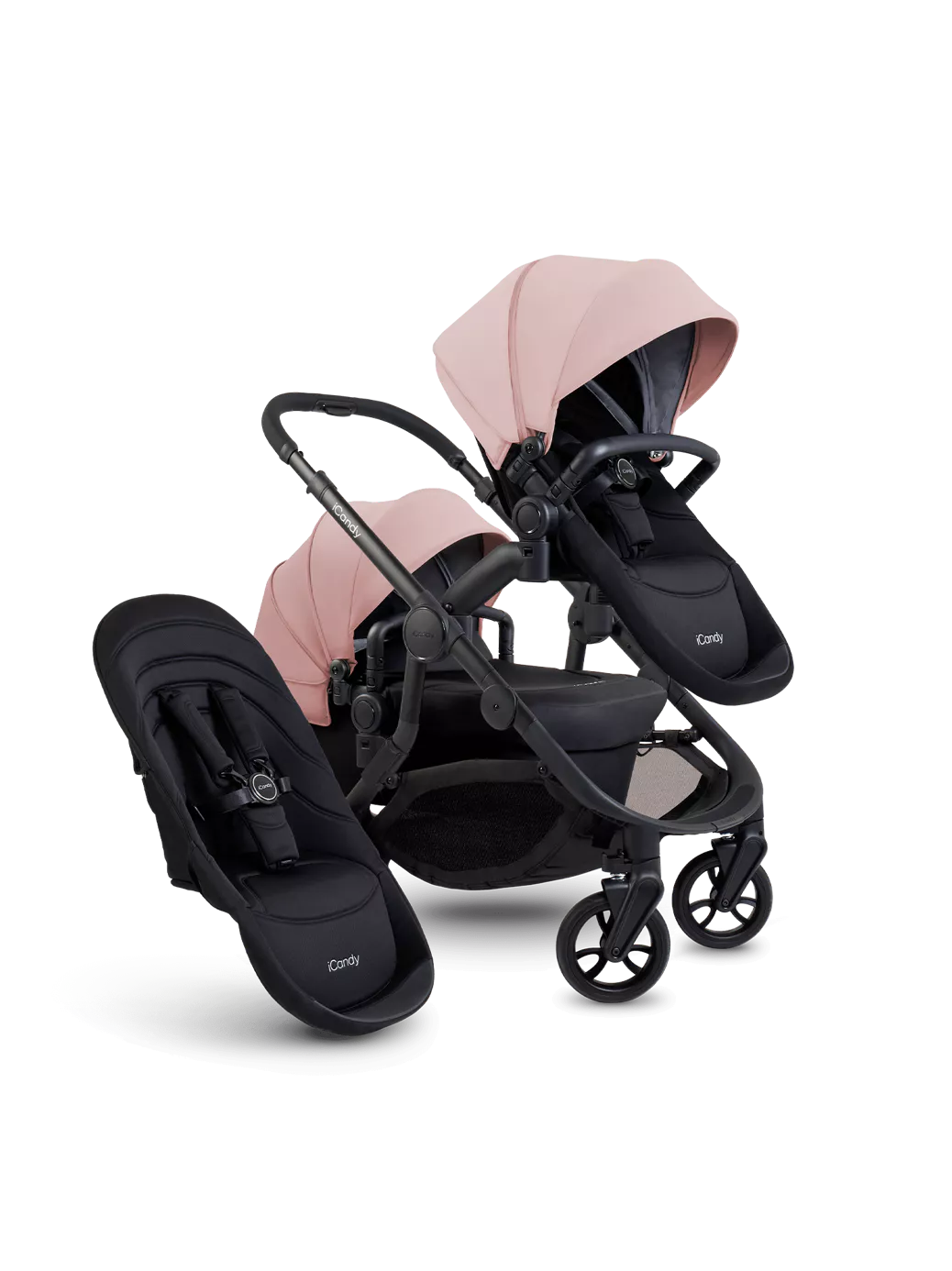 Orange 4 Double Pushchair Bundle Jet, Rose