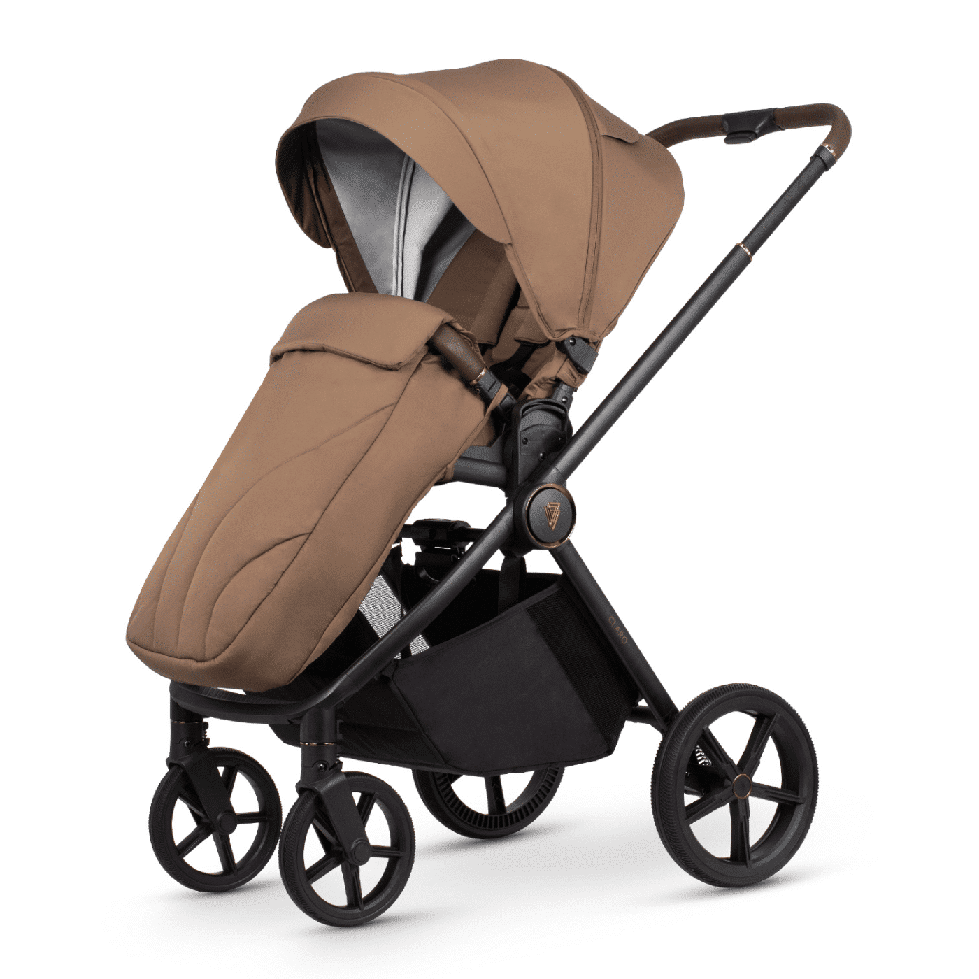 Venicci Claro 3-in-1 Travel System Bundle With Pushchair, Carrycot And Engo Car Seat Caramel