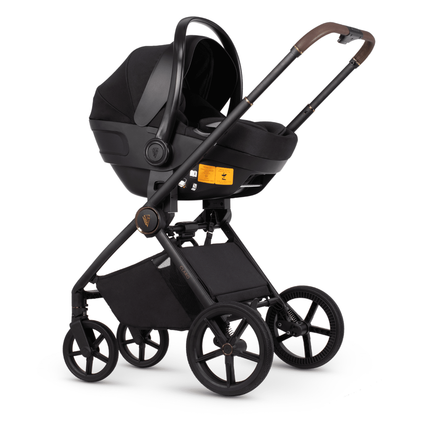 Venicci Claro 3-in-1 Travel System Bundle With Pushchair, Carrycot And Engo Car Seat Caramel