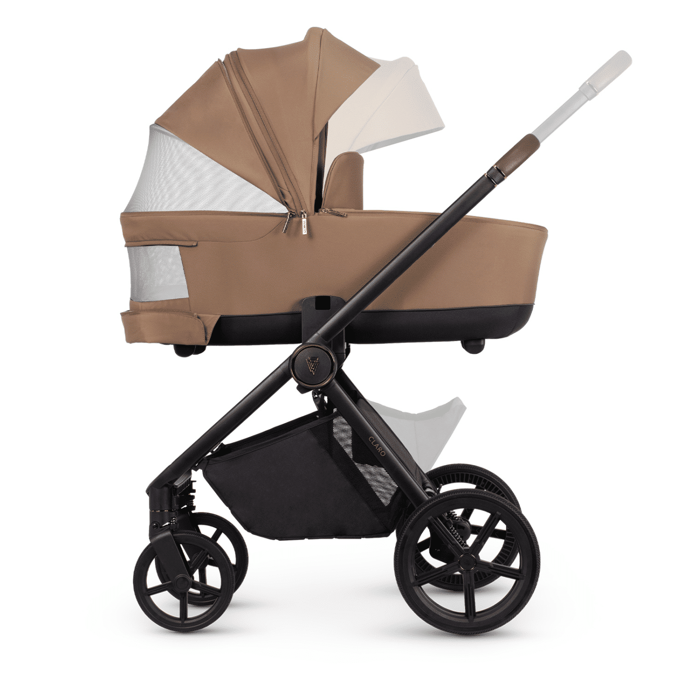 Venicci Claro 3-in-1 Travel System Bundle With Pushchair, Carrycot And Engo Car Seat Caramel