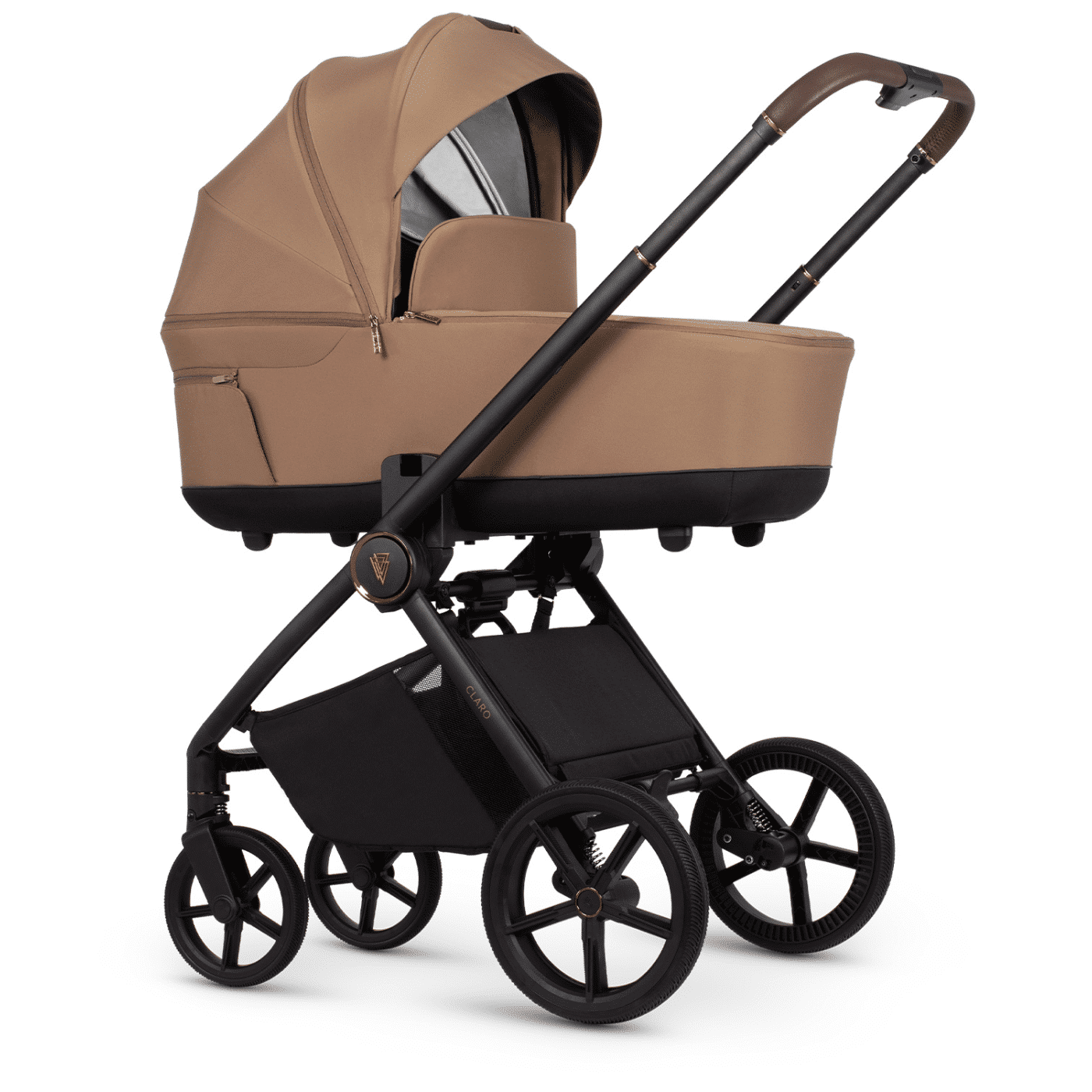 Venicci Claro 3-in-1 Travel System Bundle With Pushchair, Carrycot And Engo Car Seat Caramel