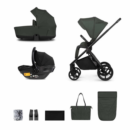 Venicci Claro 3-in-1 Travel System Bundle With Pushchair, Carrycot And Engo Car Seat Forest