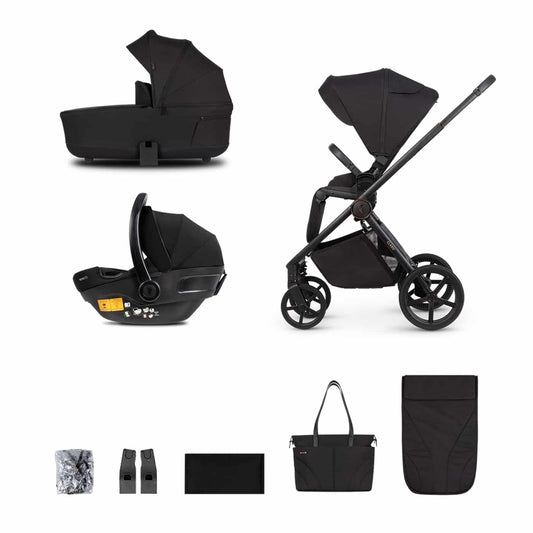 Venicci Claro 3-in-1 Travel System Bundle With Pushchair, Carrycot And Engo Car Seat Noir