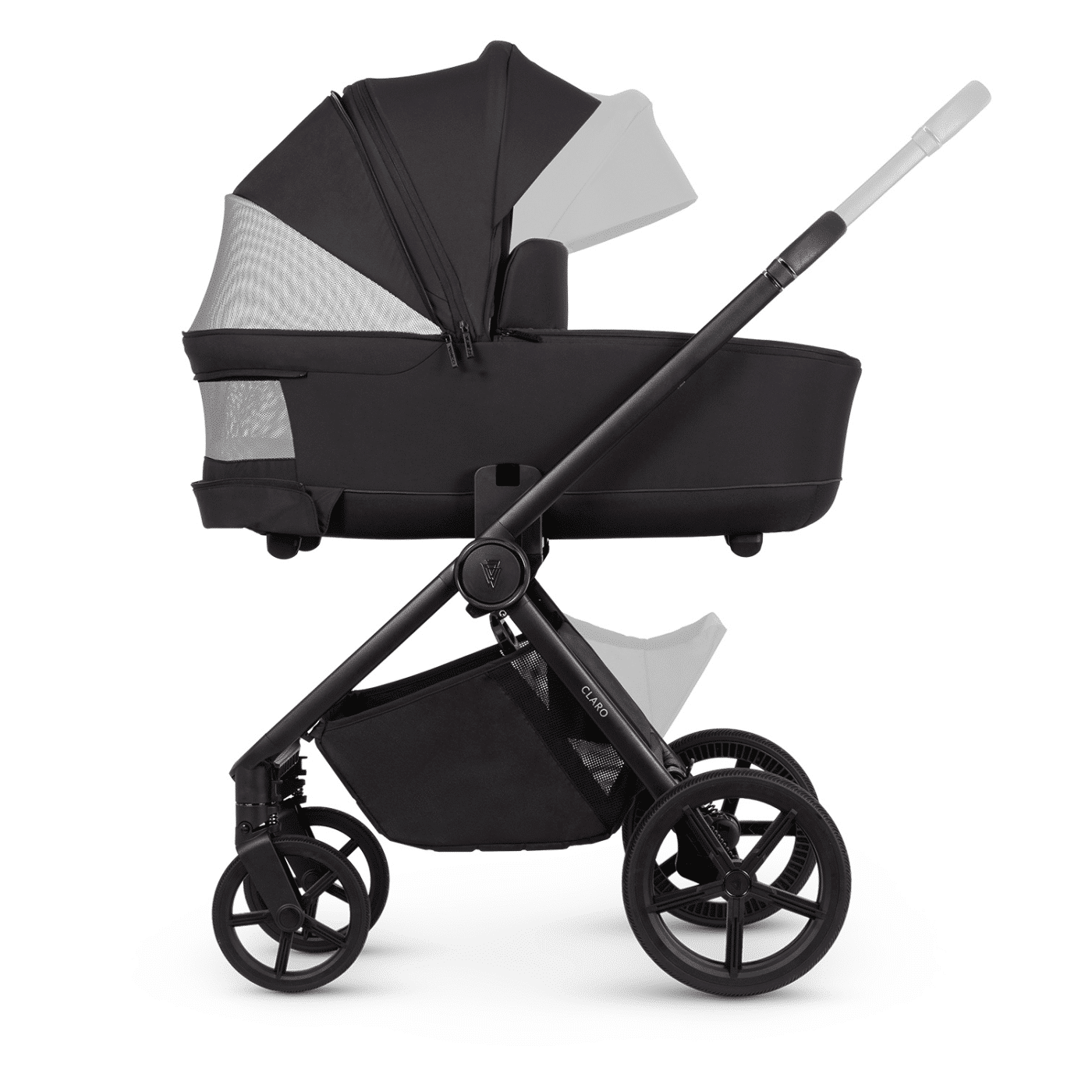 Venicci Claro 3-in-1 Travel System Bundle With Pushchair, Carrycot And Engo Car Seat Noir