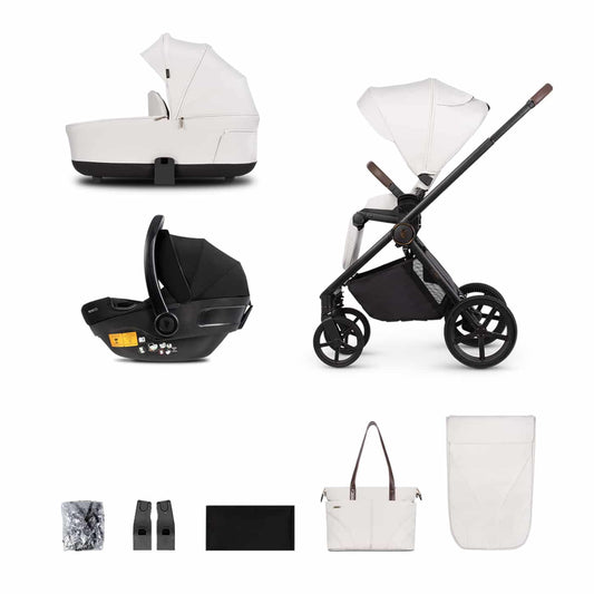 Venicci Claro 3-in-1 Travel System Bundle With Pushchair, Carrycot And Engo Car Seat Vanilla