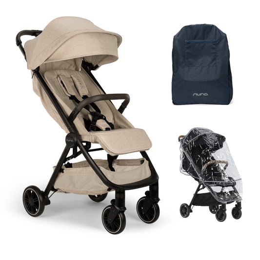Nuna Trvl Inc Raincover and Travel Bag Biscotti