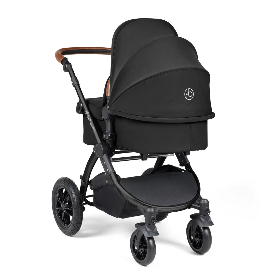 Ickle bubba Stomp Luxe All in One Premium i-Size Travel System with ISOFIX Base *Midnight  - Tan handle