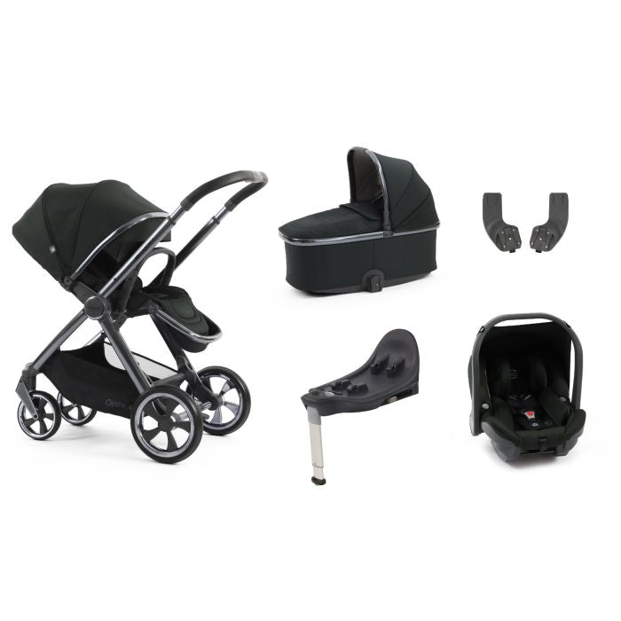 BabyStyle Oyster4 Pushchair Essential 5 Piece Bundle with Capsule Car Seat and Base - Black Olive