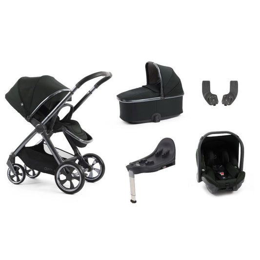 BabyStyle Oyster4 Pushchair Essential 5 Piece Bundle with Capsule Car Seat and Base - Black Olive