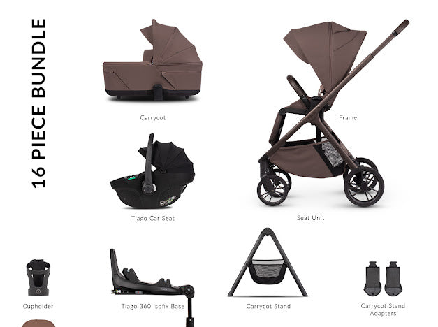 Venicci Tila Pram Ultimate Bundle Noce Black Tiago *Pre Order End Of May