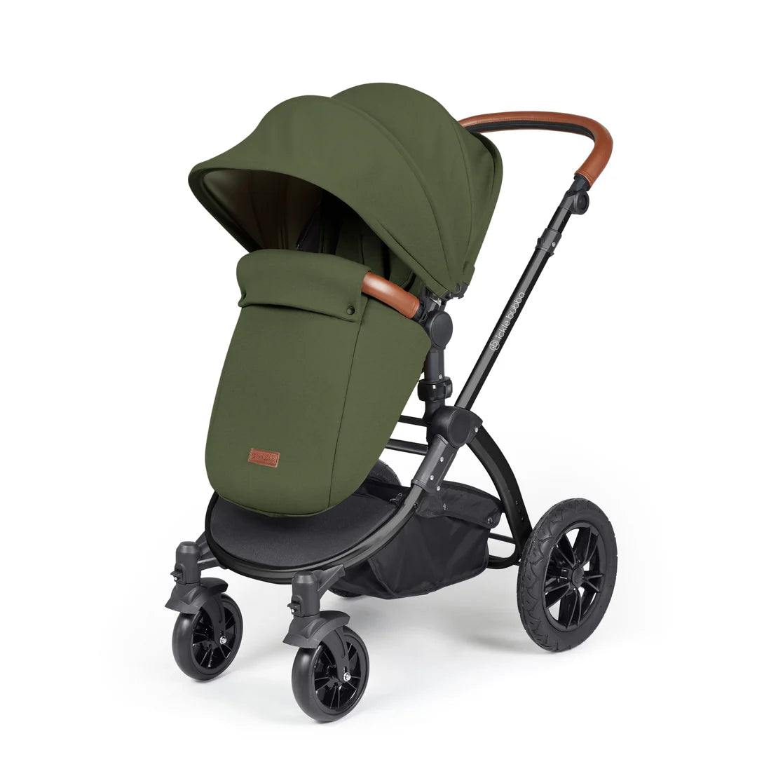 Ickle bubba Stomp Luxe All in One Premium i-Size Travel System with ISOFIX Base Woodland  - Tan handle Black Frame