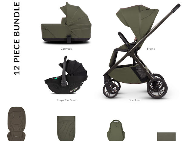 Venicci Tila Pram Comfort  Bundle Olive Black Tiago *Pre Order End Of May