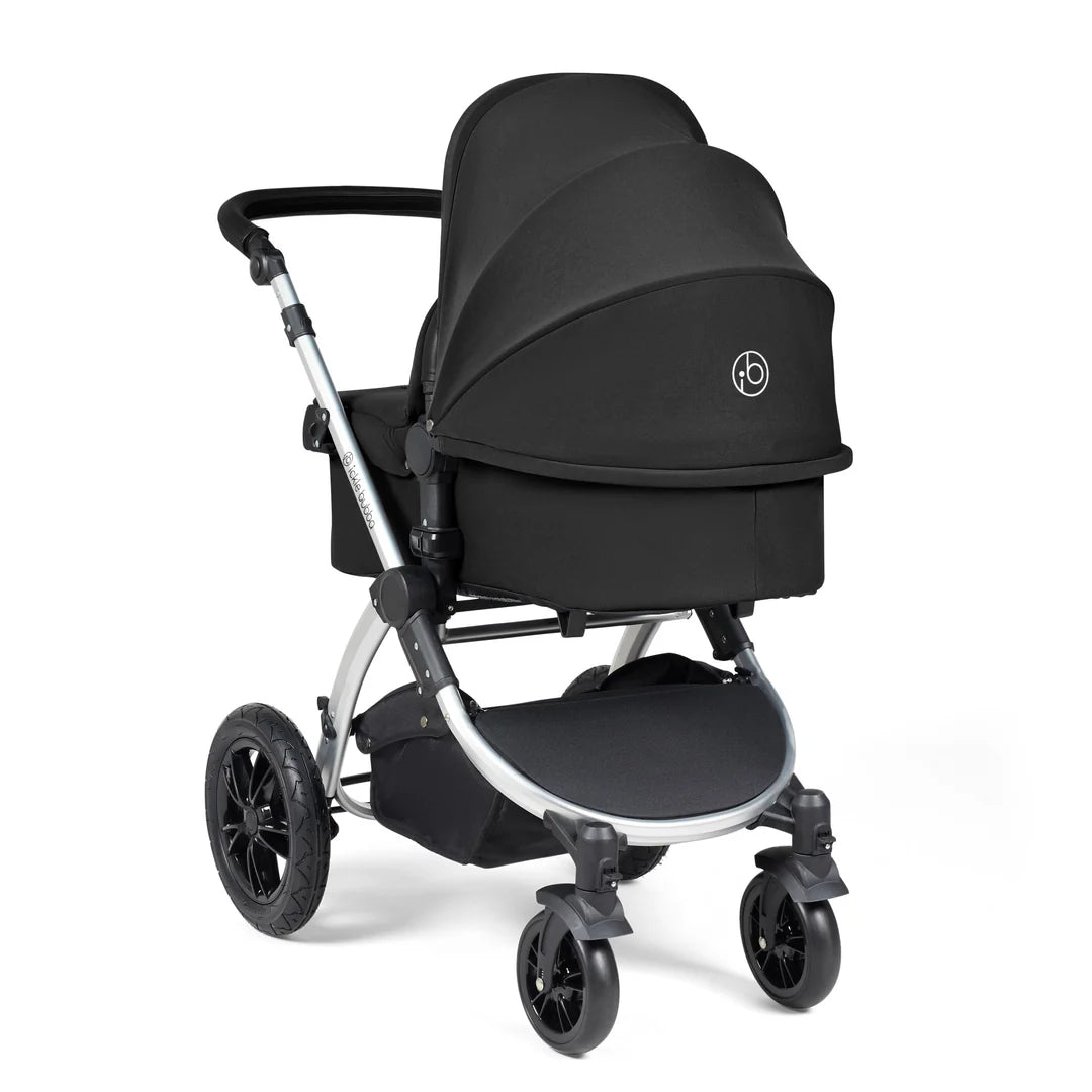 Ickle Bubba Stomp Luxe Travel System & Home 14 Piece Bundle Midnight /Silver Chassis/Black handle
