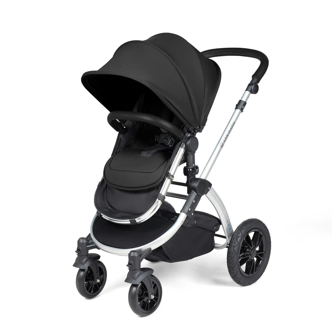 Ickle Bubba Stomp Luxe Travel System & Home 14 Piece Bundle Midnight /Silver Chassis/Black handle