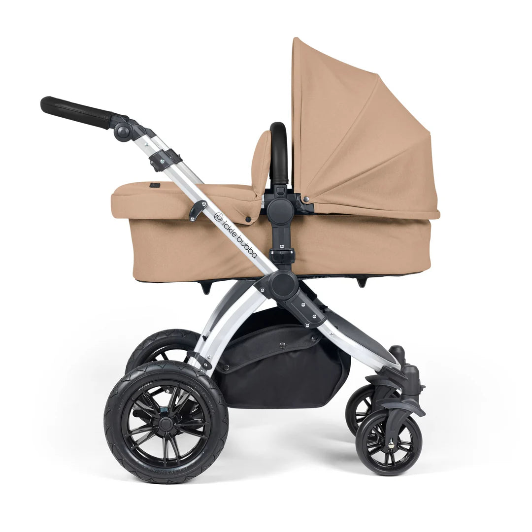 Ickle Bubba Stomp Luxe Travel System & Home 14 Piece Bundle Desert /Silver Chassis/Black handle