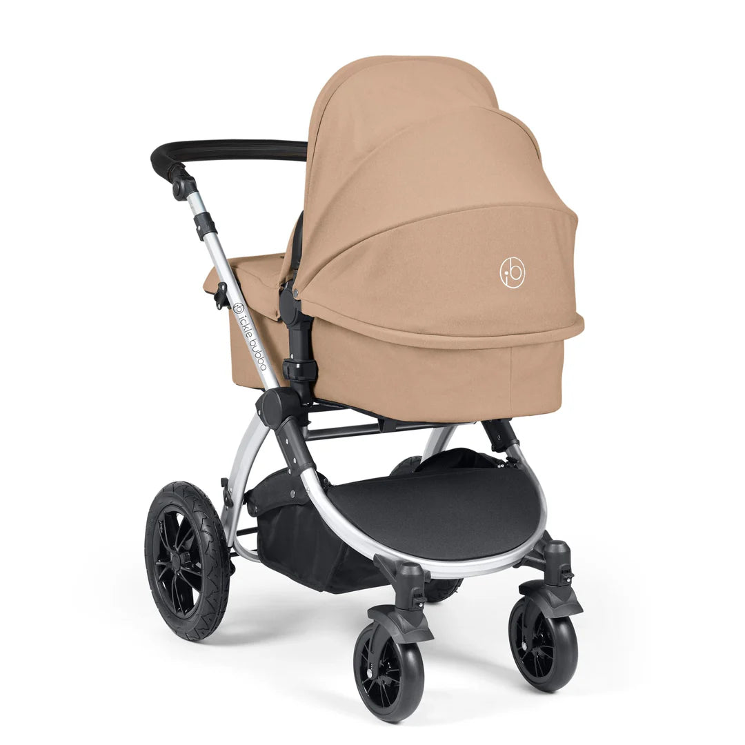 Ickle Bubba Stomp Luxe Travel System & Home 14 Piece Bundle Desert /Silver Chassis/Black handle