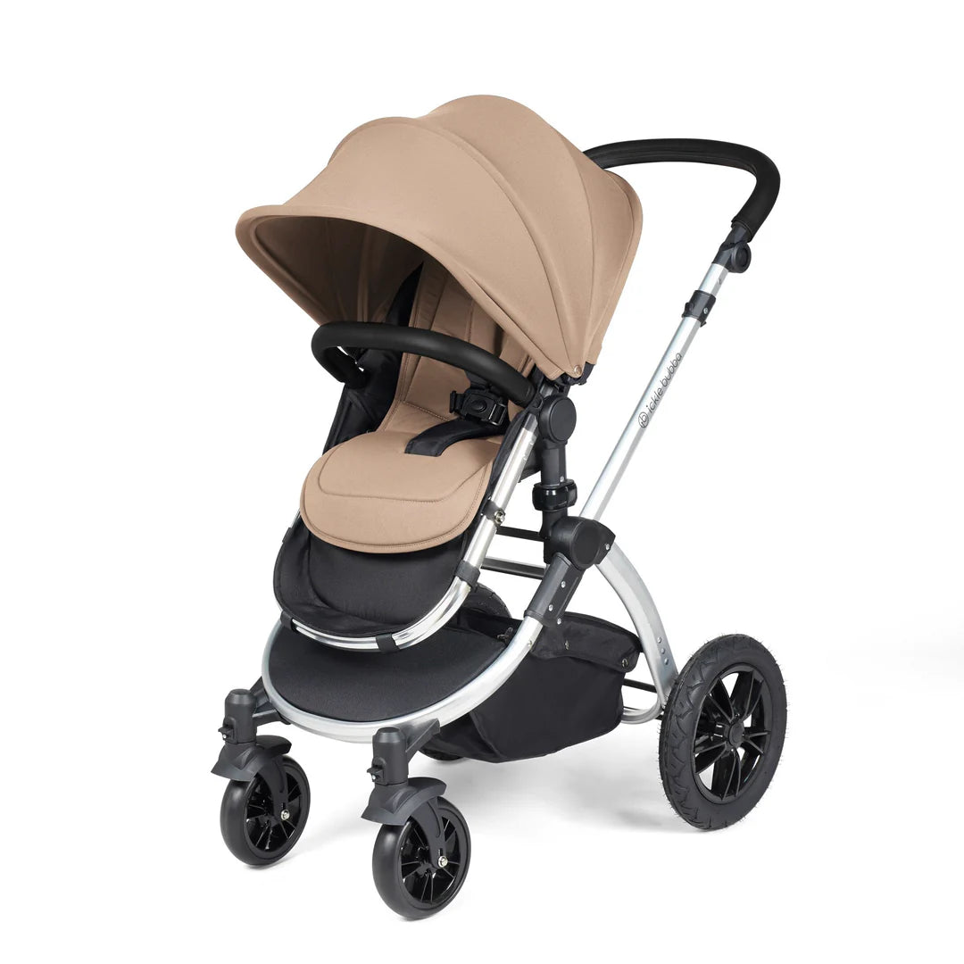 Ickle Bubba Stomp Luxe Travel System & Home 14 Piece Bundle Desert /Silver Chassis/Black handle