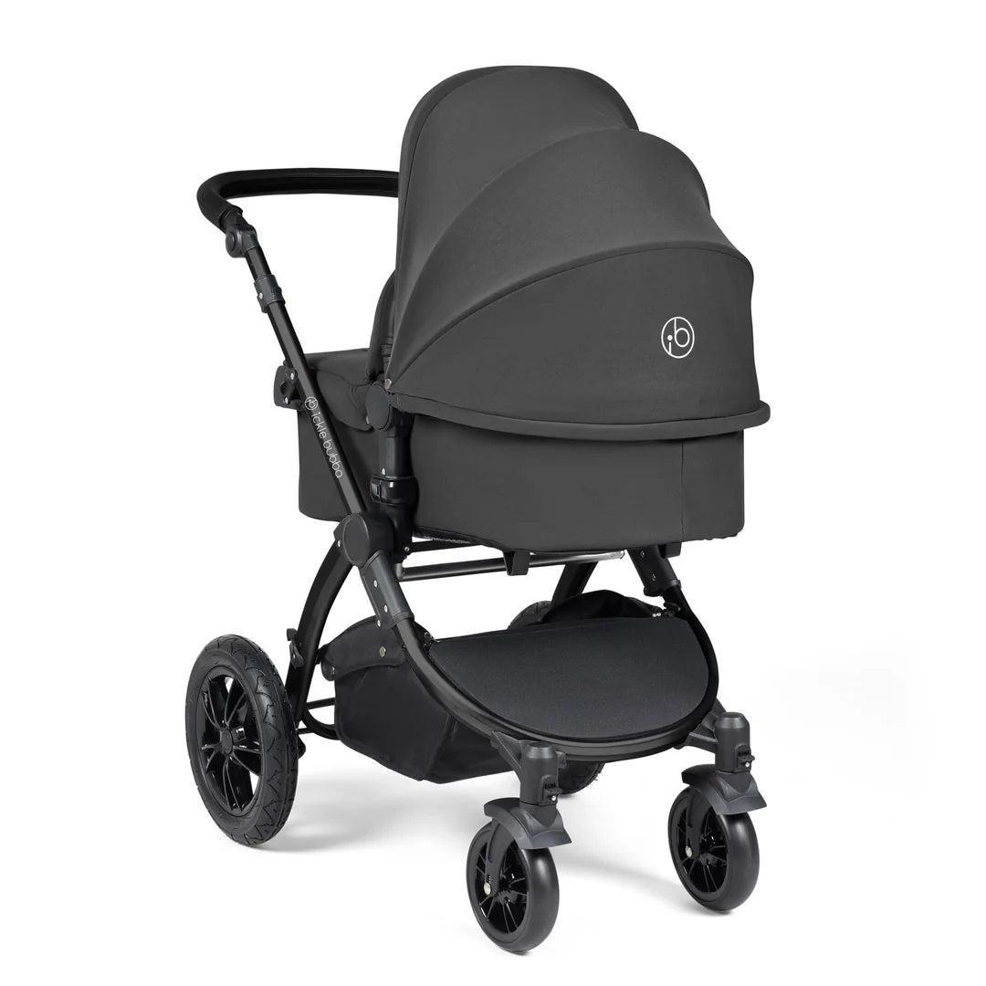 Ickle Bubba Stomp Luxe Travel System & Home 14 Piece Bundle Charcoal Grey /Black Chassis/Black handle