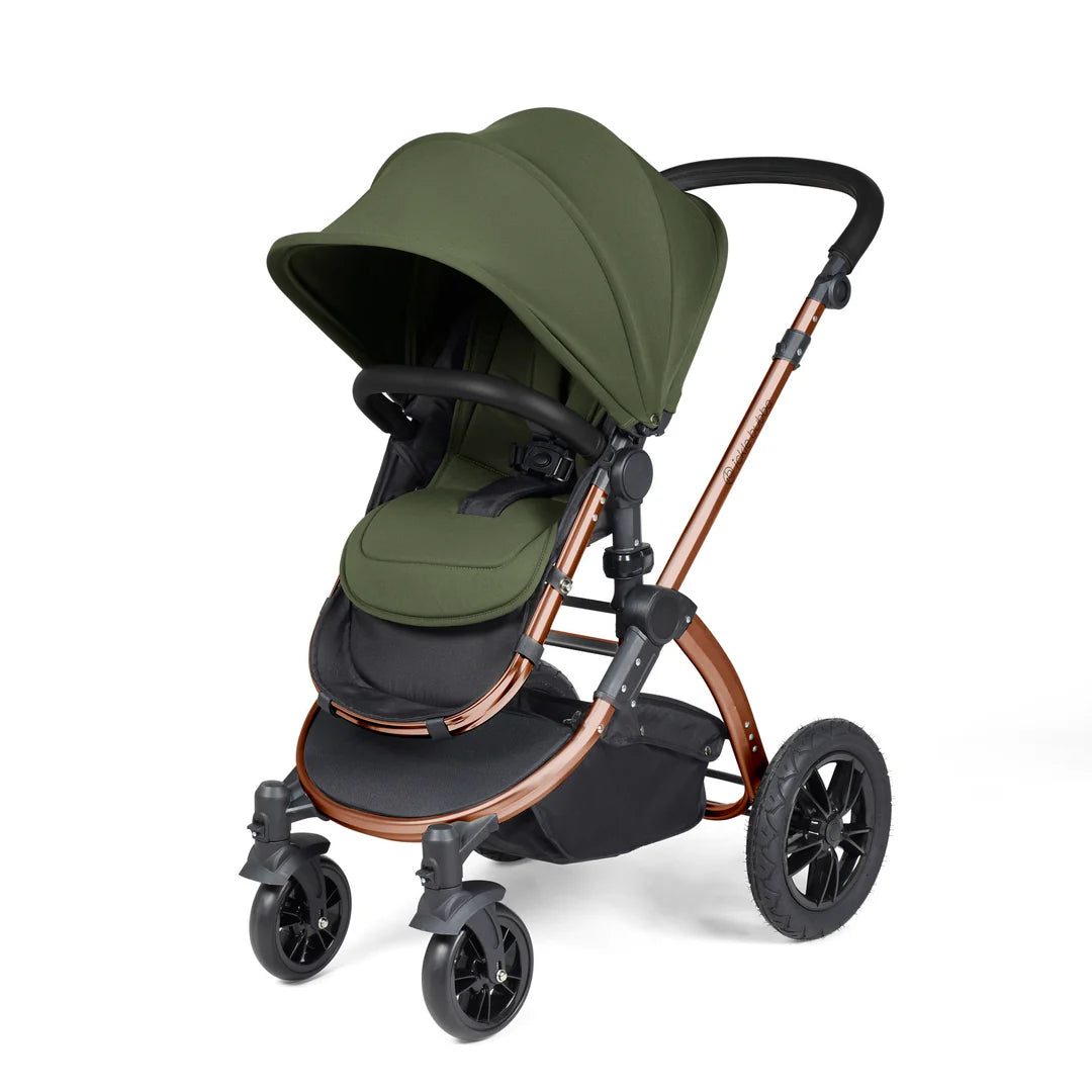 Ickle Bubba Stomp Luxe Travel System & Home 14 Piece Bundle Woodland /Bronze Chassis/Black handle