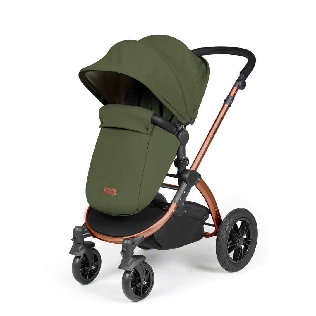 Ickle Bubba Stomp Luxe Travel System & Home 14 Piece Bundle Woodland /Bronze Chassis/Black handle