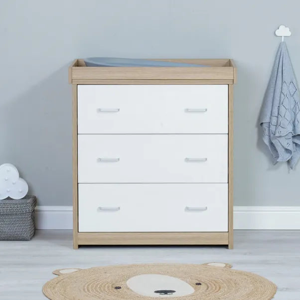 Babymore Luno 2 Piece Room Set with & Under Drawer- White and Oak