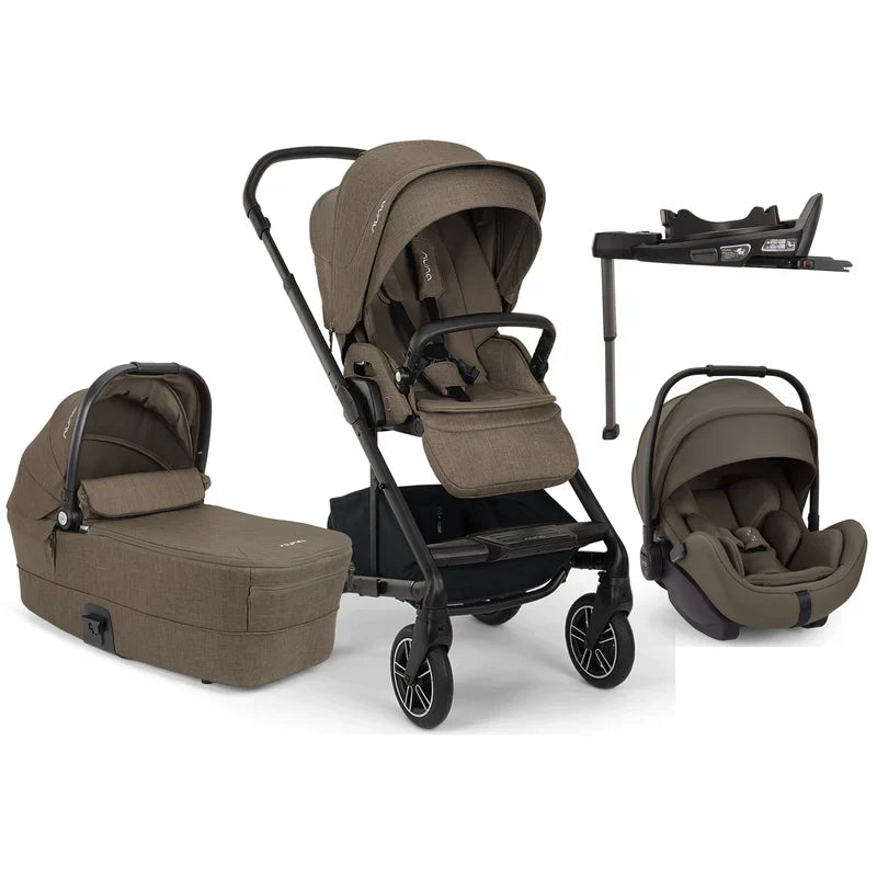 Nuna MIXX Next Pushchair, MIXX Next Carrycot, ARRA Flex Car Seat and BASE Curv Bundle, Pistachio