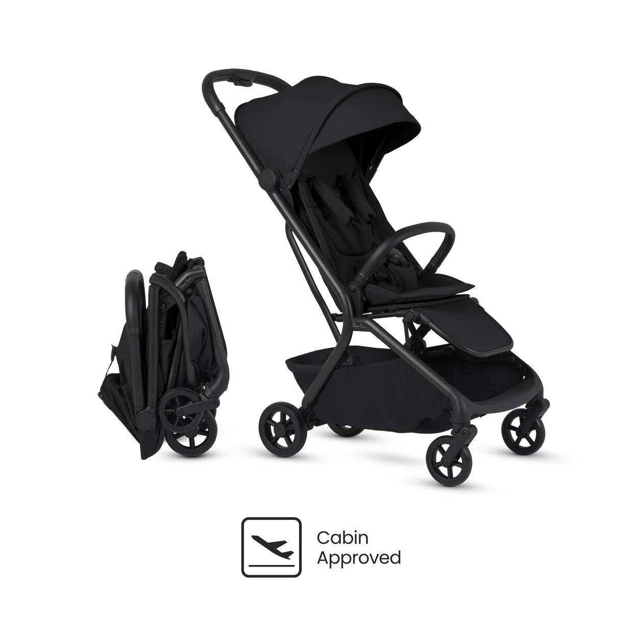 Silver Cross Nia Compact Travel Stroller with Carrycot (6 Piece) Onyx Pre Order Early November Delivery