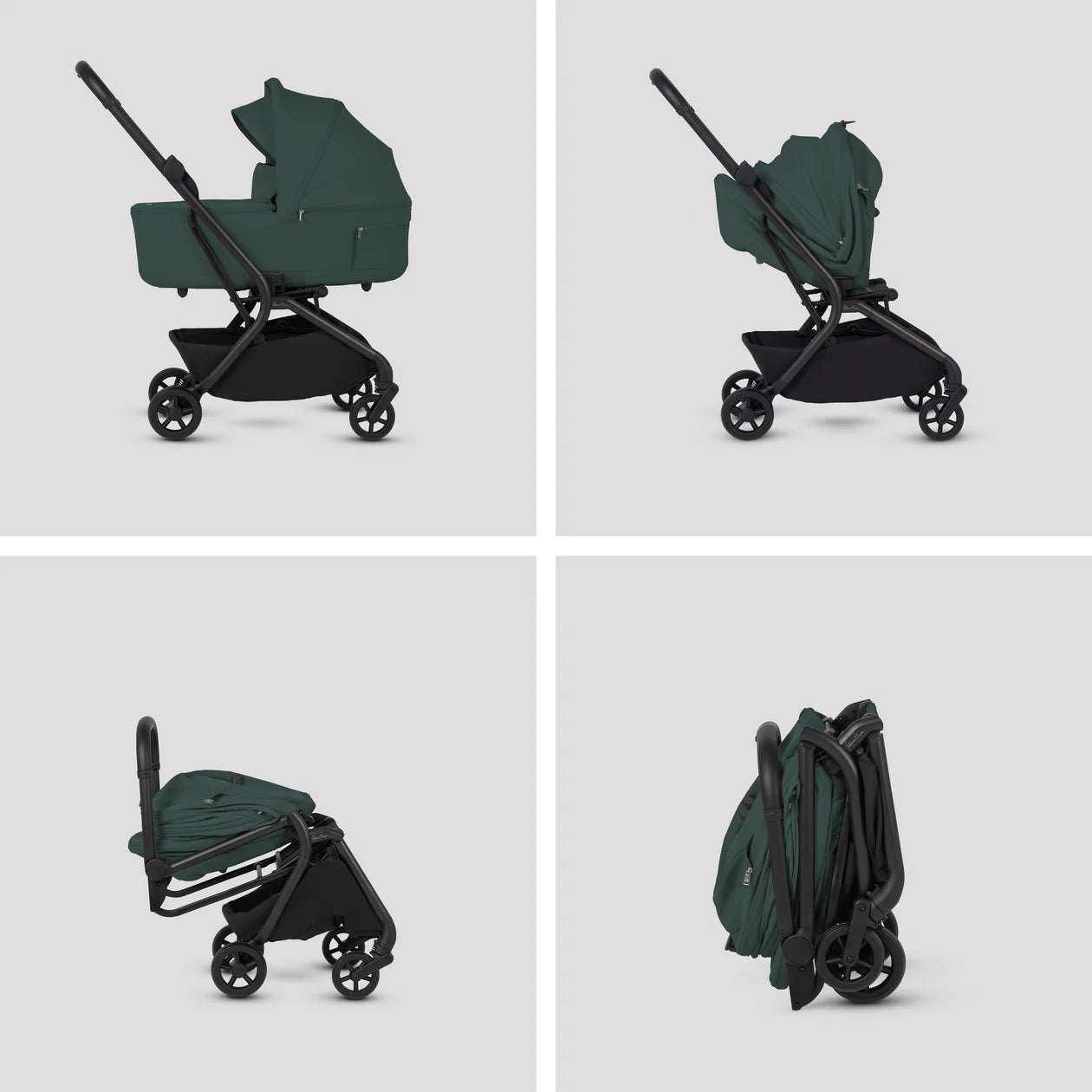 Silver Cross Nia Compact Travel Stroller with Carrycot (6 Piece) Conifer Pre Order End of November Delivery