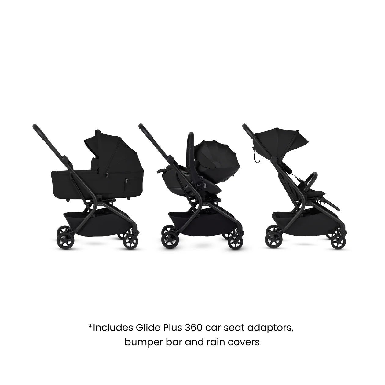 Silver Cross Nia Compact Travel System with Accessory Pack (12 Piece) Onyx Pre Order End Of November Delivery