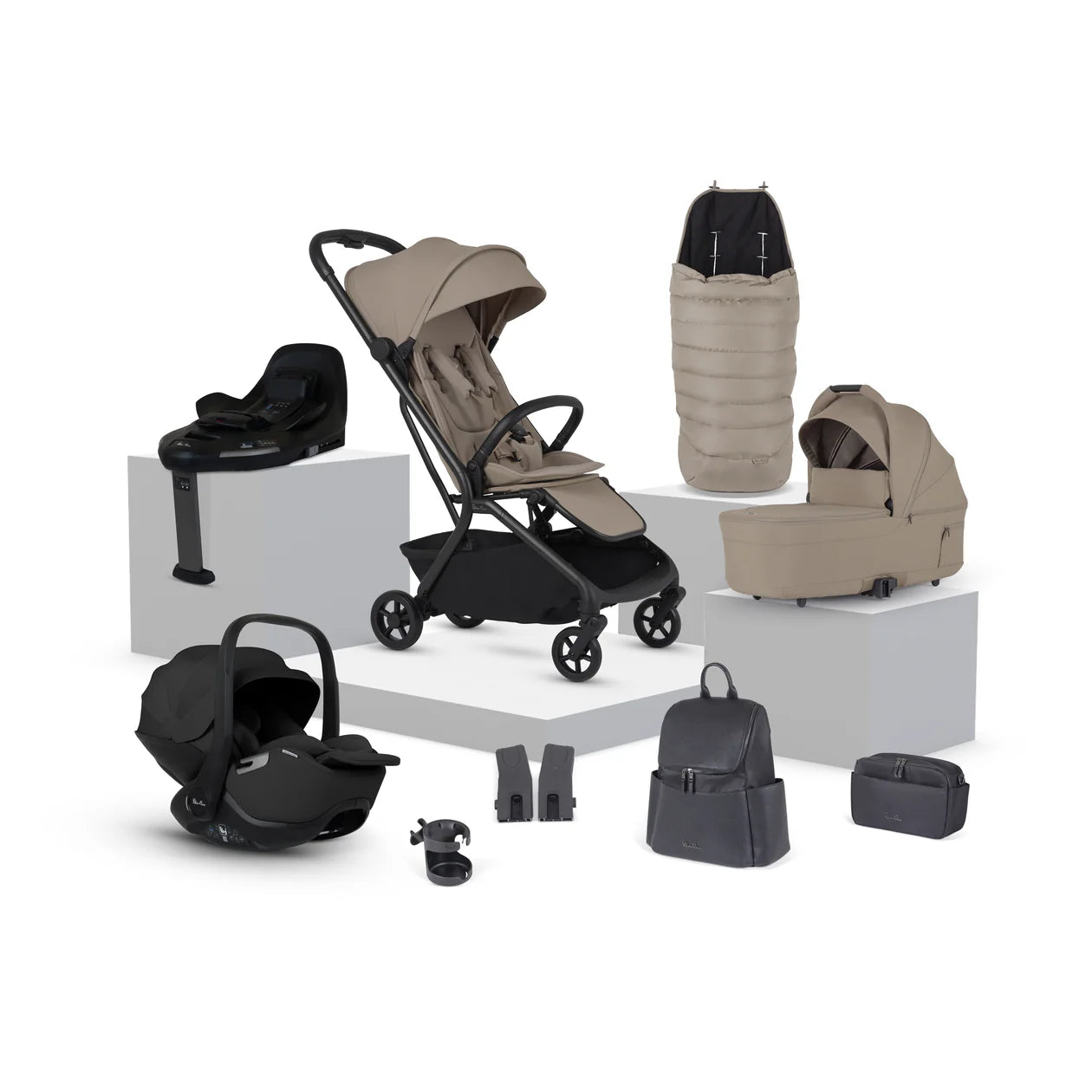Silver Cross Nia Compact Travel System with Accessory Pack (12 Piece) Champagne Pre Order End Of November Delivery