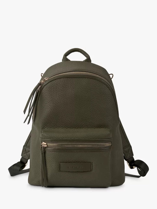 BabaBing! Luca Tumbled Vegan Leather Backpack Changing Bag, Olive