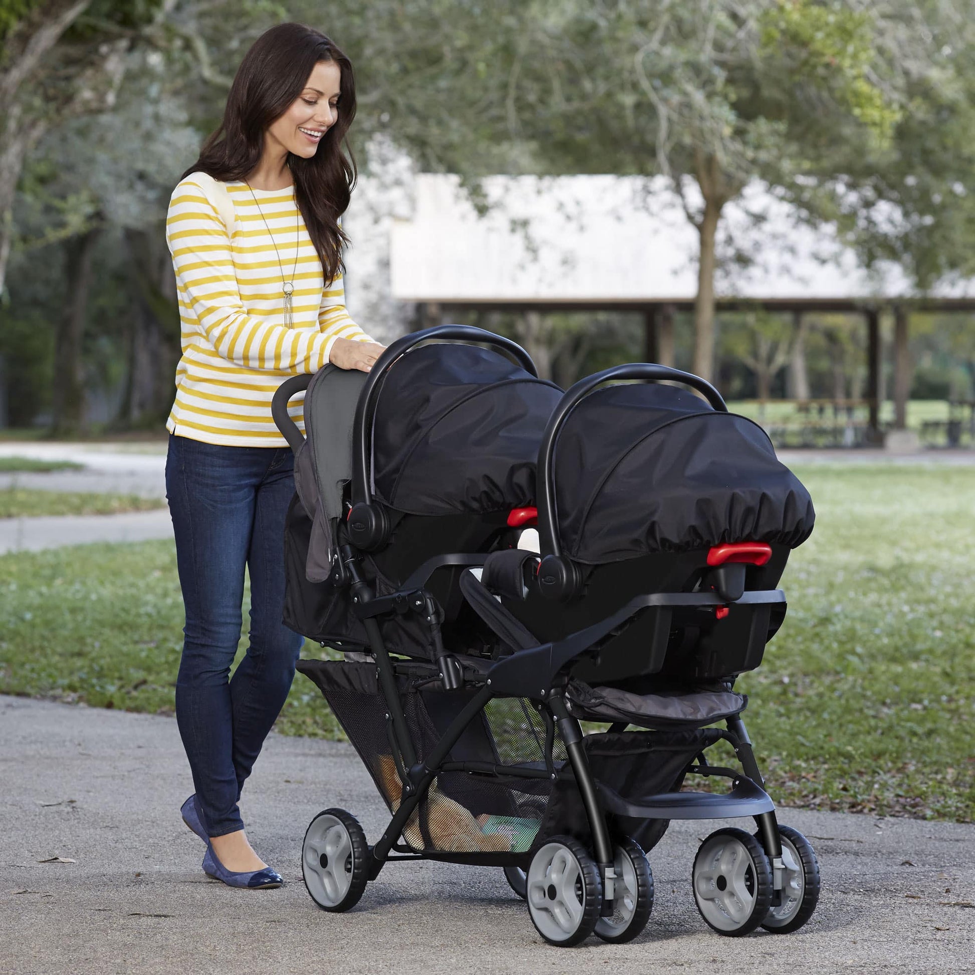 graco double stroller uk Graco Stadium Duo Tandem Stroller-Black/Grey Ex display – Jolly Tots