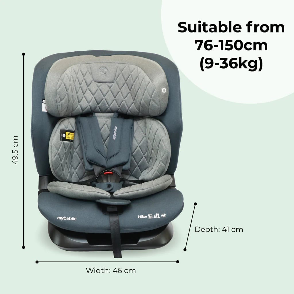 My Babiie MBCS123 ISOFIX i-Size (76-150cm) Car Seat Charocoal *Pre order due Early November