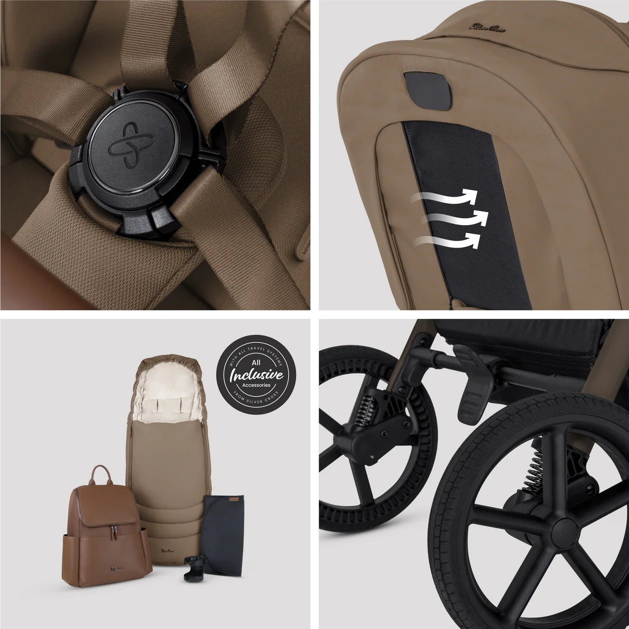 Silver Cross Breez Maple Travel System Ultimate 360 Family Car Seat Bundle (13 piece) Black Car Seat