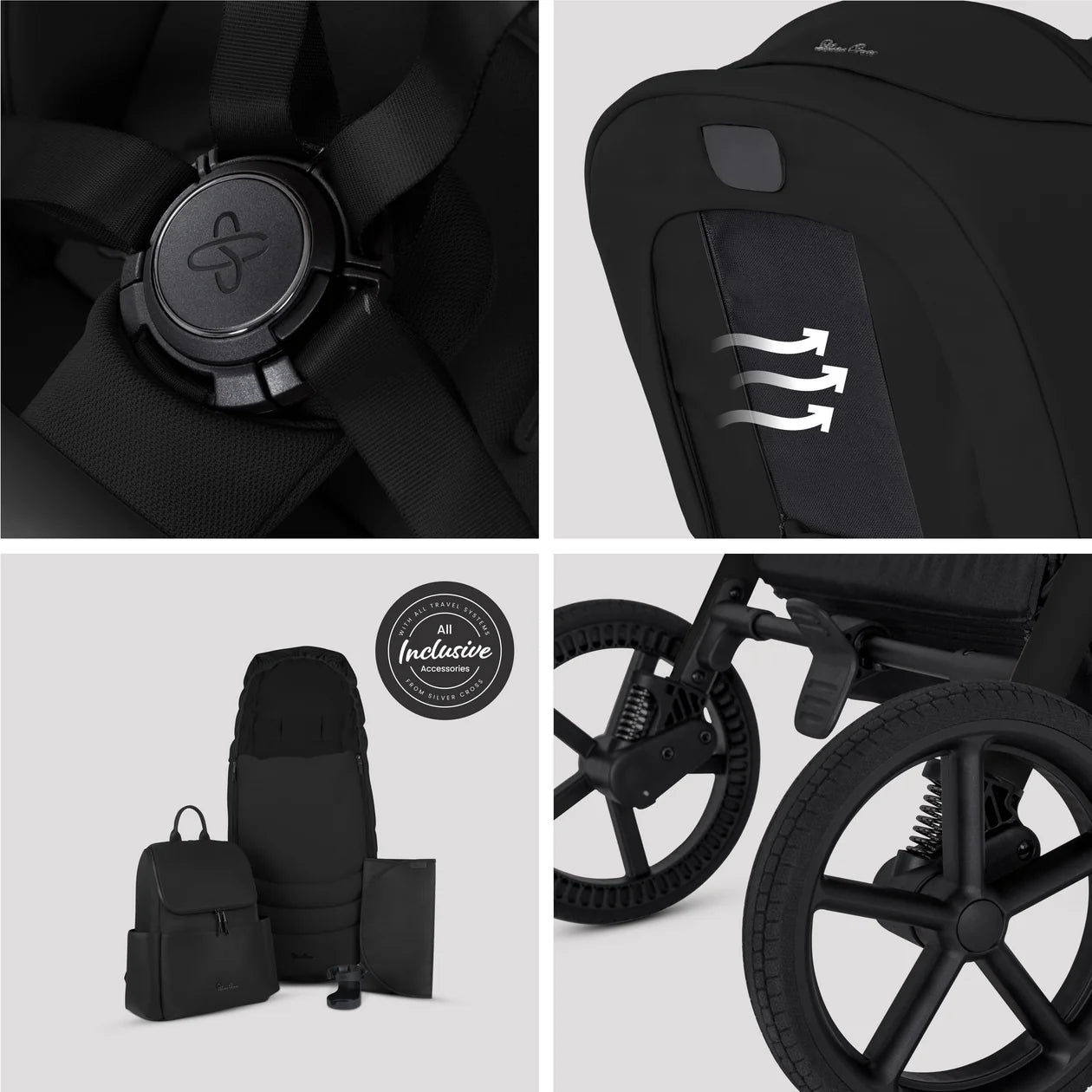 Silver Cross Breez Onyx Travel System Ultimate 360 Family Car Seat Bundle (13 piece)