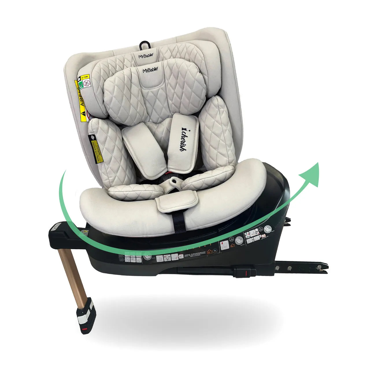 My Babiie MBCSSPIN i-Size (40-150cm) Spin Car Seat - Stone