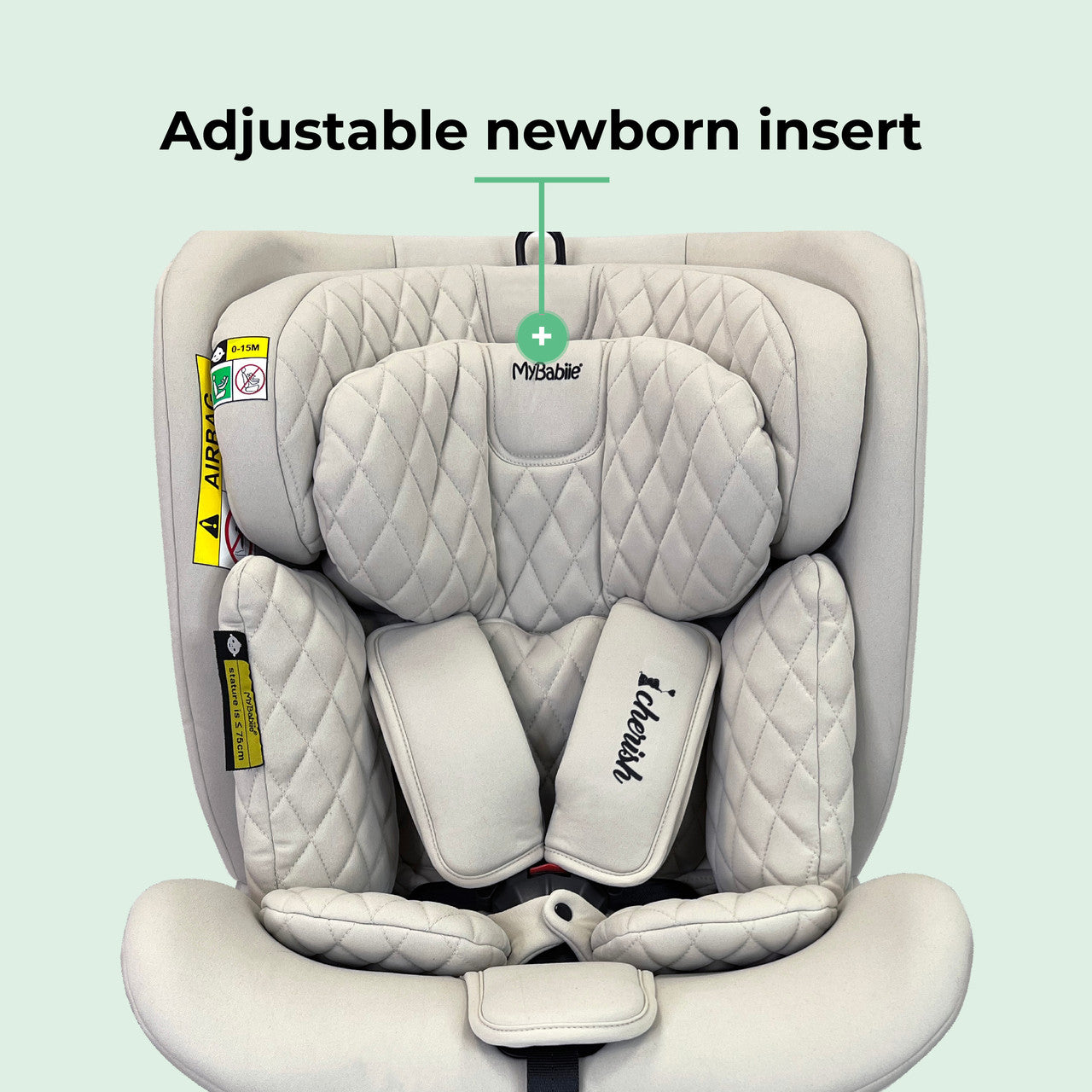 My Babiie MBCSSPIN i-Size (40-150cm) Spin Car Seat - Stone