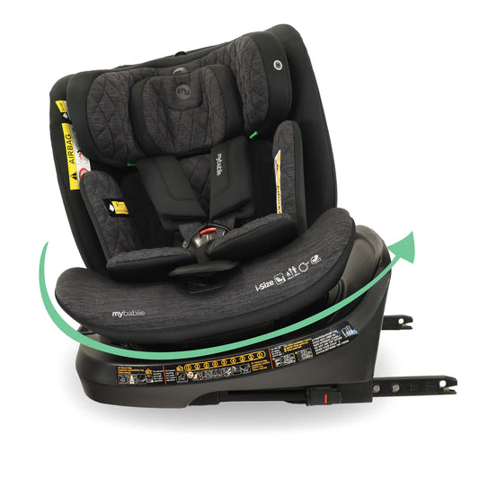 My Babiie MBCSSPINTT i-Size (40-150cm) Spin Car Seat - Black Melange