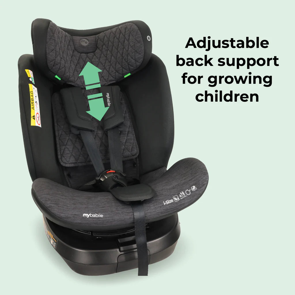 My Babiie MBCSSPINTT i-Size (40-150cm) Spin Car Seat - Black Melange