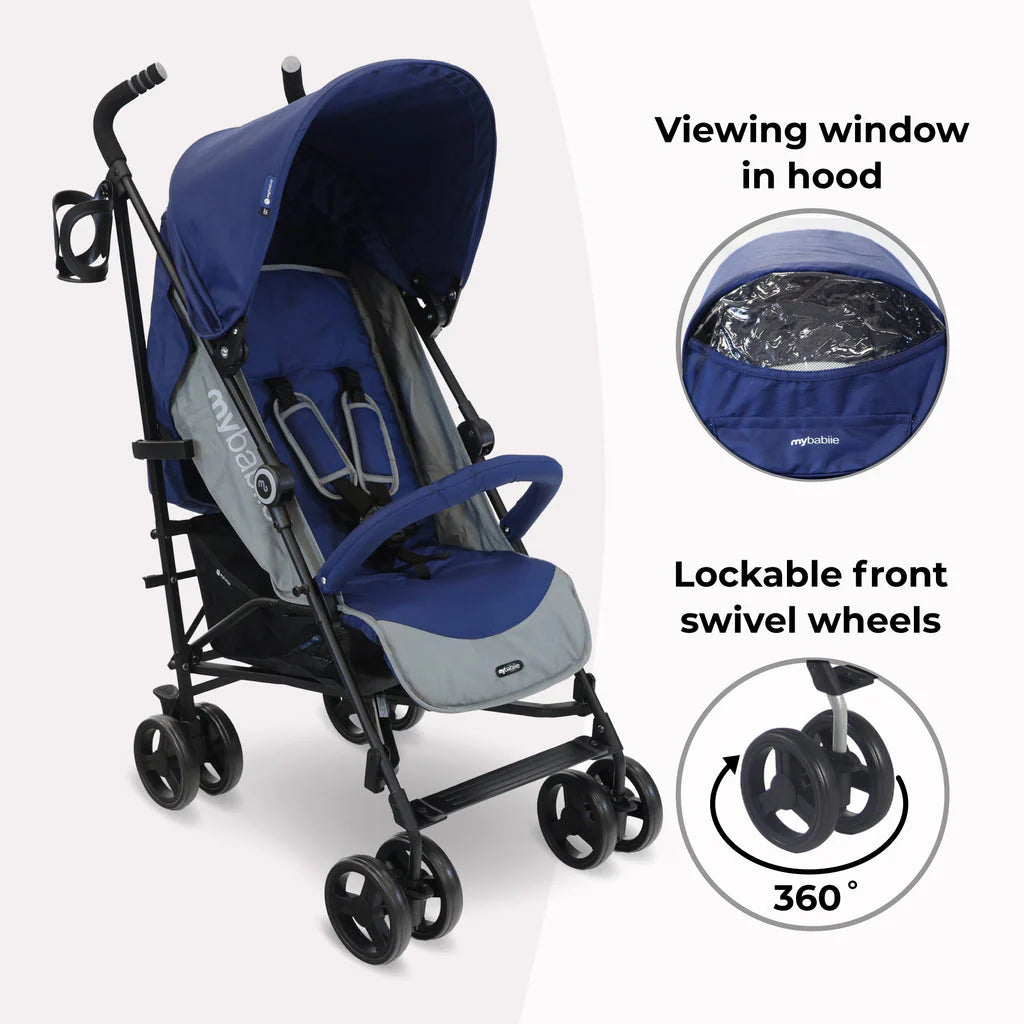 My Babiie MB02 Lightweight Stroller - Blue and Grey