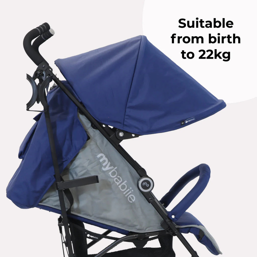 My Babiie MB02 Lightweight Stroller - Blue and Grey